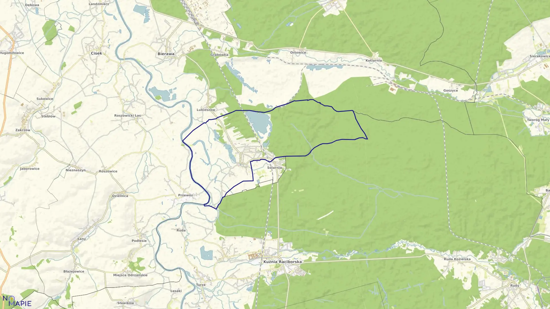 Mapa obrębu DZIERGOWICE w gminie Bierawa