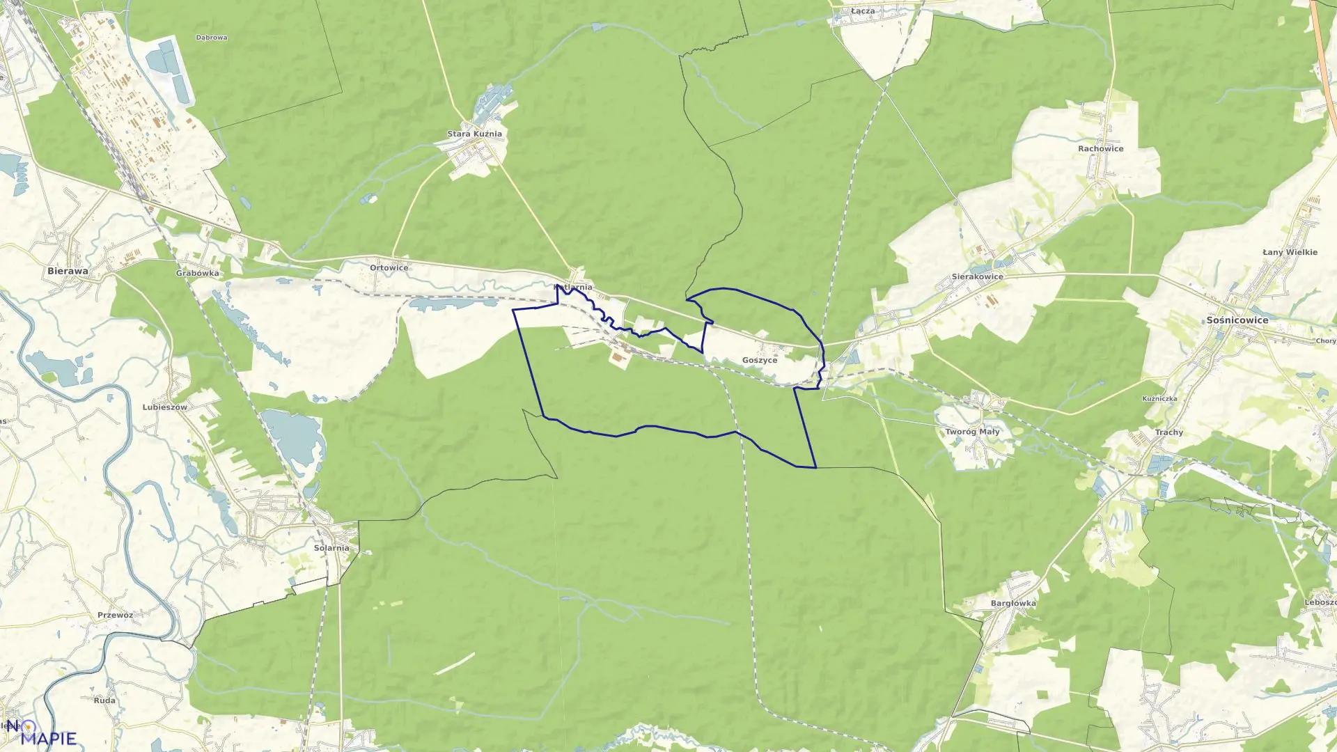 Mapa obrębu GOSZYCE w gminie Bierawa