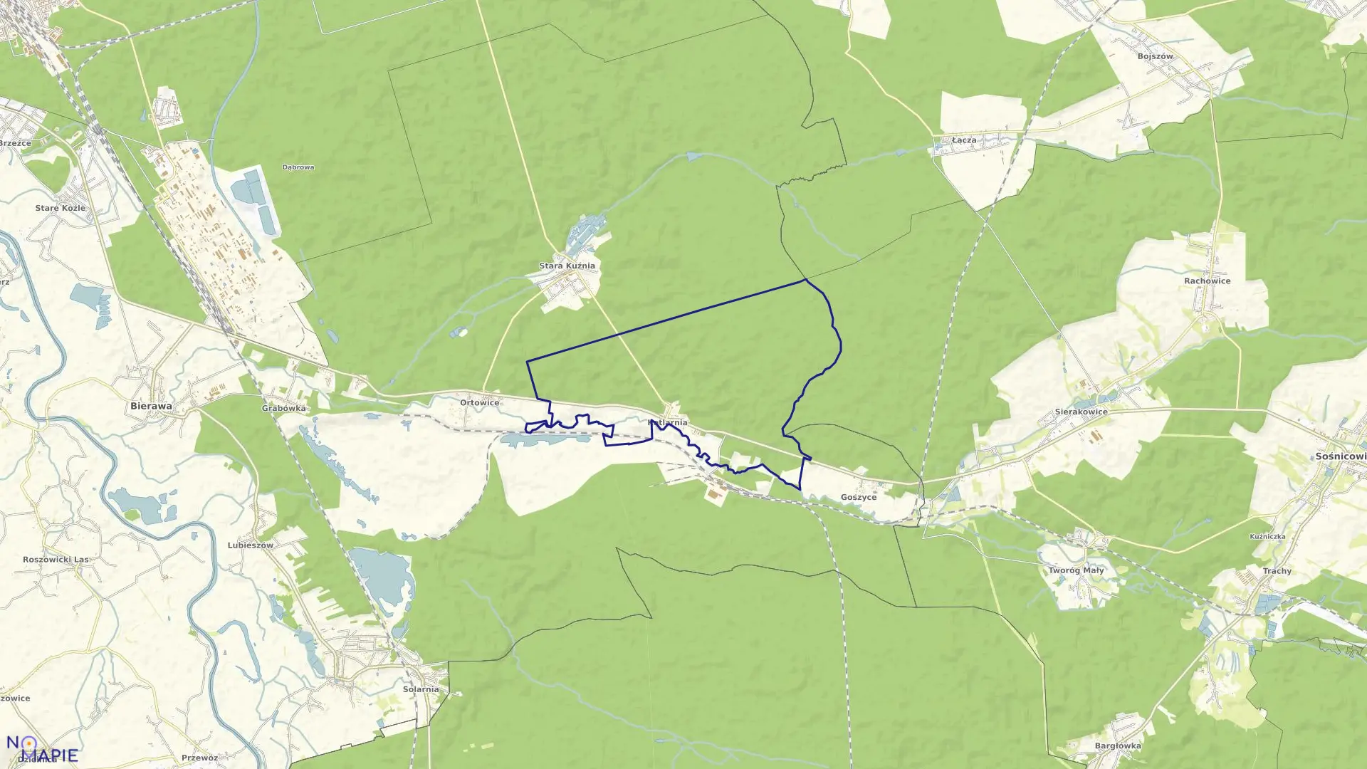 Mapa obrębu KOTLARNIA w gminie Bierawa