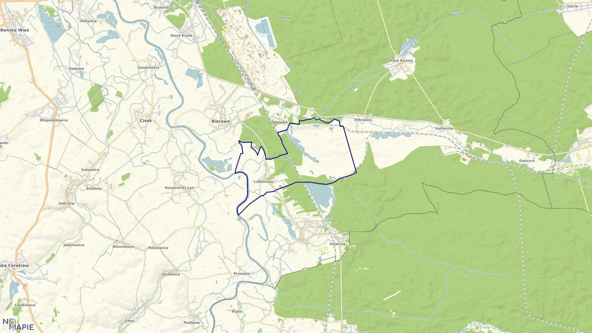 Mapa obrębu LUBIESZÓW w gminie Bierawa