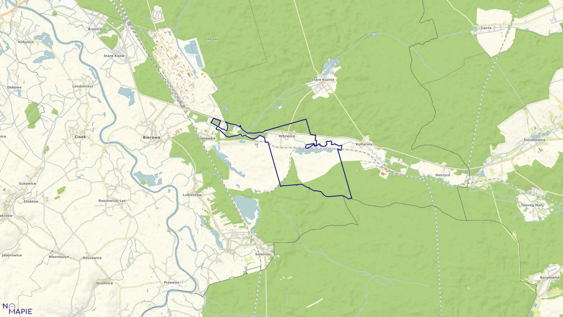 Mapa obrębu ORTOWICE w gminie Bierawa