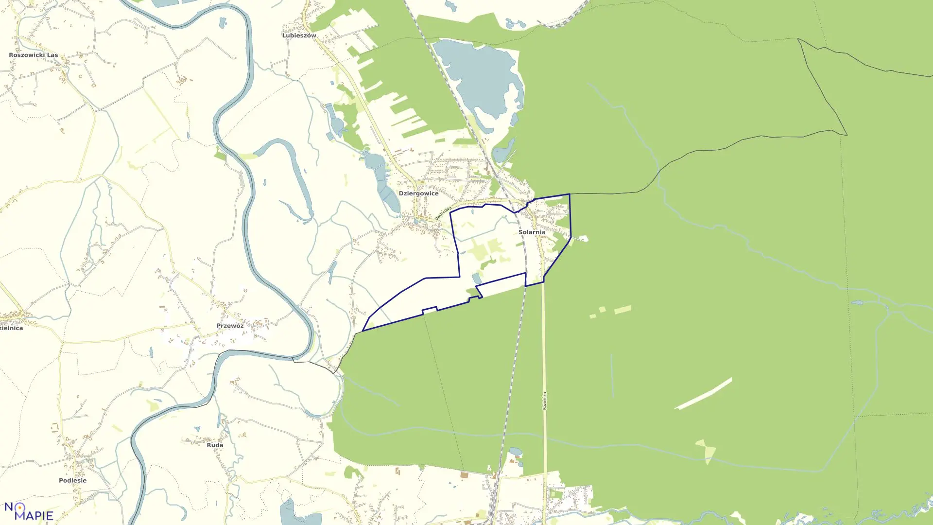 Mapa obrębu SOLARNIA w gminie Bierawa